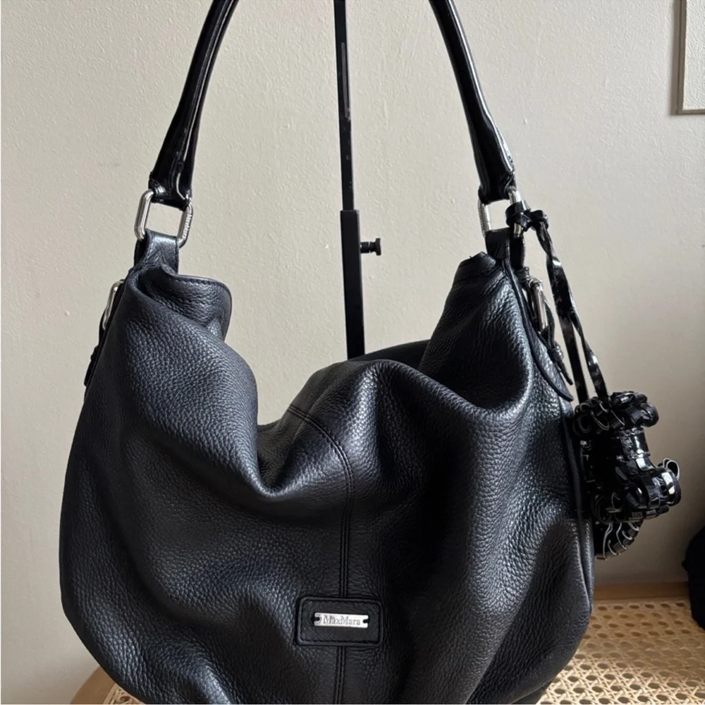MaxMara Y2K Black Leather Fringe Bag